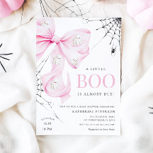 Invitación de Baby Shower de Little Boo PINK Bow