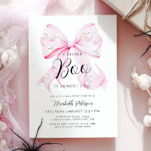 Invitación de Baby Shower de Little Boo PINK Bow