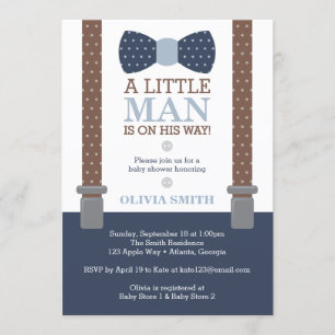 Invitación de Baby Shower de Little Man, azul, mar