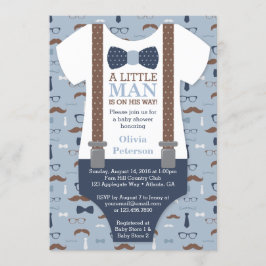 Invitación de Baby Shower de Little Man, azul, mar