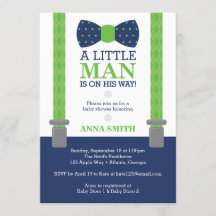 Invitación de Baby Shower de Little Man, azul, ver