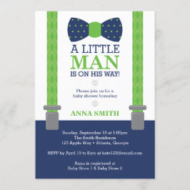 Invitación de Baby Shower de Little Man, azul, ver