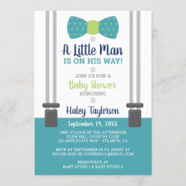 Invitación de Baby Shower de Little Man, azul, ver