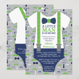 Invitación de Baby Shower de Little Man, azul, ver