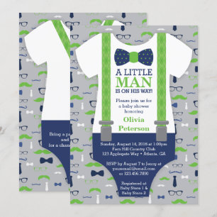 Invitación de Baby Shower de Little Man, azul, ver
