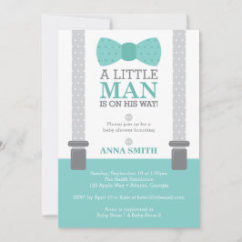 Invitación de Baby Shower de Little Man, azul Verd