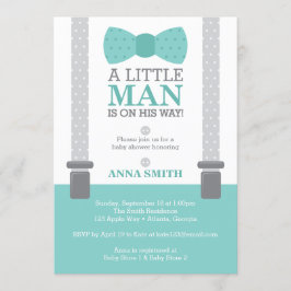 Invitación de Baby Shower de Little Man, azul Verd