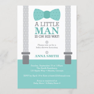 Invitación de Baby Shower de Little Man, azul Verd