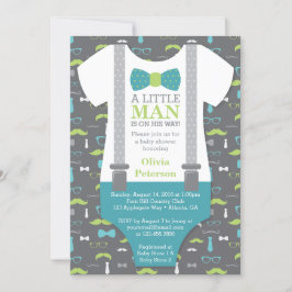 Invitación de Baby Shower de Little Man, Verde azu