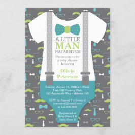 Invitación de Baby Shower de Little Man, Verde azu