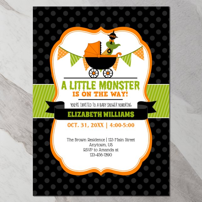 Invitación de Baby Shower de Little Monster Hallow (Front)