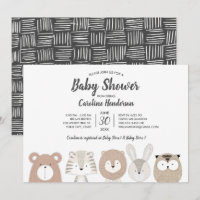 Invitación de Baby Shower de los animales del