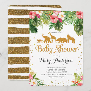 Invitación de Baby Shower de los animales del