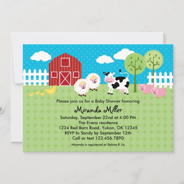 Invitación de Baby Shower de los animales del (Anverso)