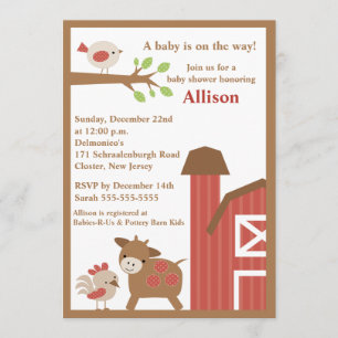 Invitación de Baby Shower de los animales del
