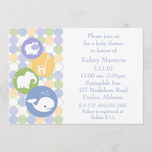 Invitación de Baby Shower de los animales del bebé