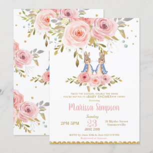 Invitación de Baby Shower de los chicas del gemelo