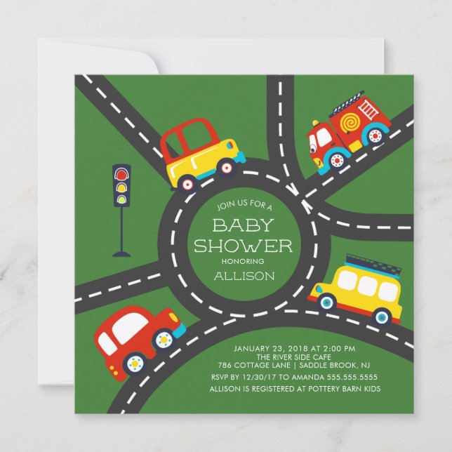 Invitación de Baby Shower de los chicos de la ruta (Anverso)