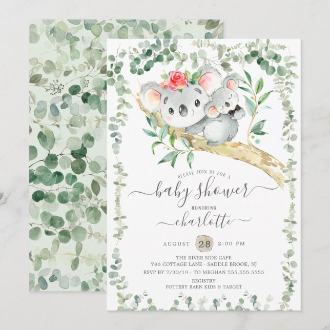 Invitación de Baby Shower de los chicos de los oso (Anverso / Reverso)