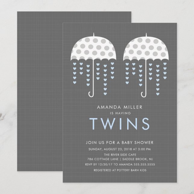 Invitación de Baby Shower de los chicos de Umbrell (Anverso / Reverso)
