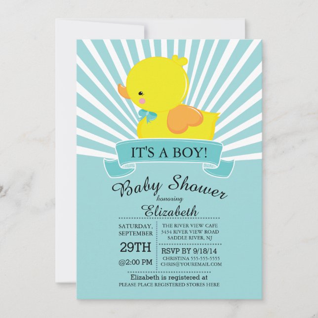 Invitación de Baby Shower de los chicos del pato d (Anverso)