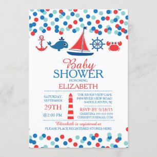 Invitación de Baby Shower de los chicos náuticos d