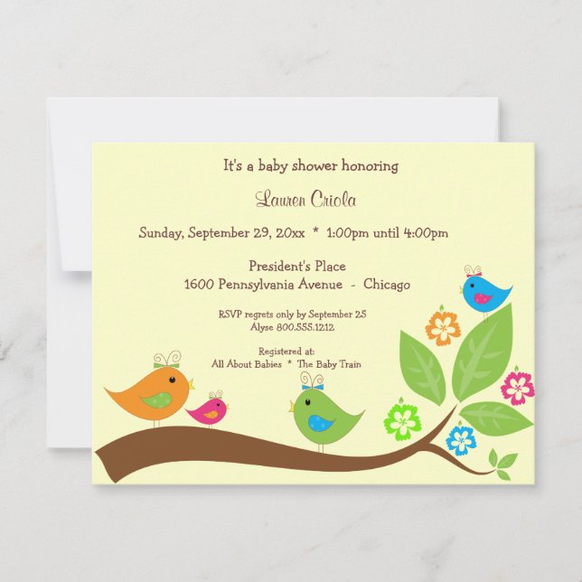 Invitación de Baby Shower de los chirridos del (Anverso)