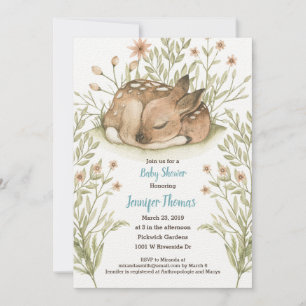 Invitación de Baby Shower de los ciervos el dormir