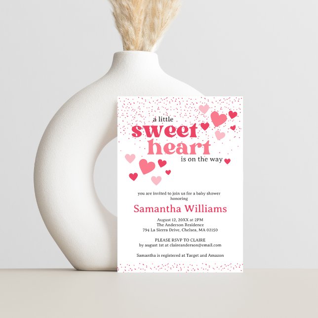 Invitación de Baby Shower de los corazones rosados (Subido por el creador)