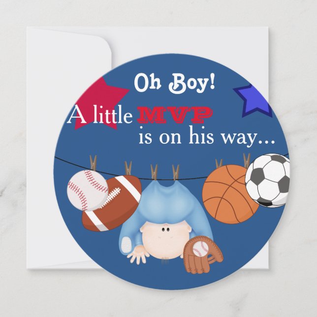 Invitación de Baby Shower de los deportes de los (Anverso)
