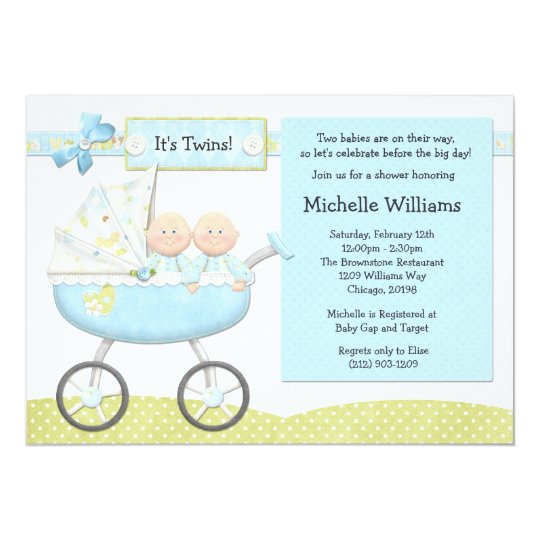 Invitacion De Baby Shower De Los Gemelos Zazzle Es