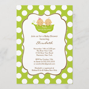 Invitación de Baby Shower de los gemelos poca