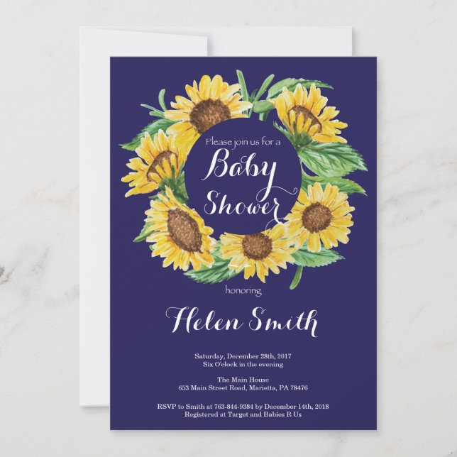 Invitación de Baby Shower de los girasoles de los (Anverso)