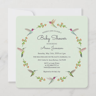 Invitación de Baby Shower de los Hummingbirds de A