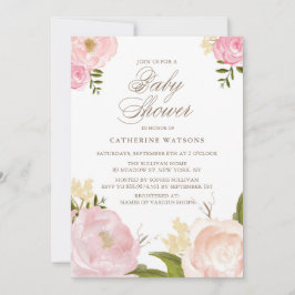 Invitación de Baby Shower de los pueblos rosados d