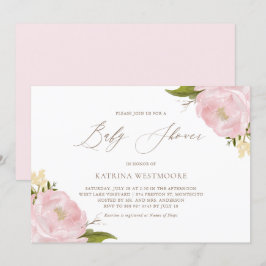 Invitación de Baby Shower de los pueblos rosados d