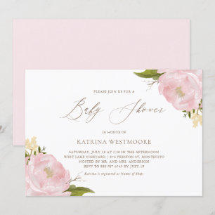 Invitación de Baby Shower de los pueblos rosados d