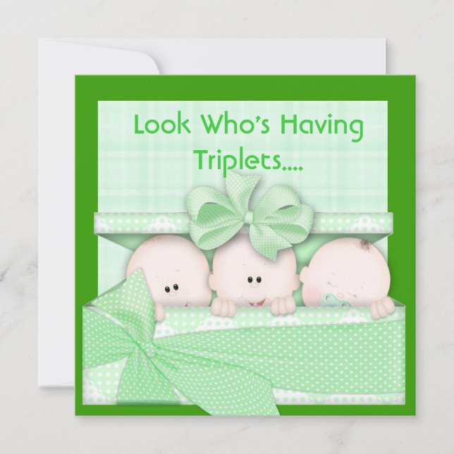 INVITACIÓN de BABY SHOWER de los TRÍOS para el (Anverso)