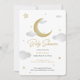invitación de baby shower de luna y estrellas
