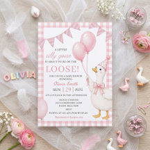 Invitación de baby shower de lunares de gingham ro