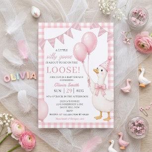 Invitación de baby shower de lunares de gingham ro