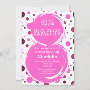 Invitación de Baby Shower de lunares rosados