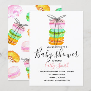 Invitación de baby shower de macarons franceses li