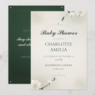 Invitación de Baby Shower de Magnolia Blanca