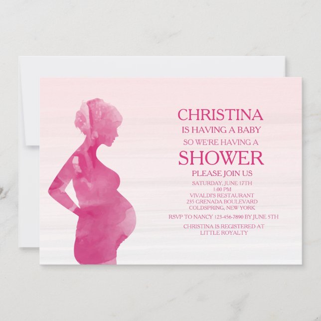 Invitación de Baby Shower de Mamá A Ser Rosa (Anverso)