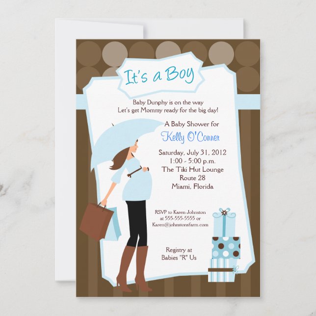 Invitación de Baby Shower de mamá moderna - ¡niño  (Anverso)