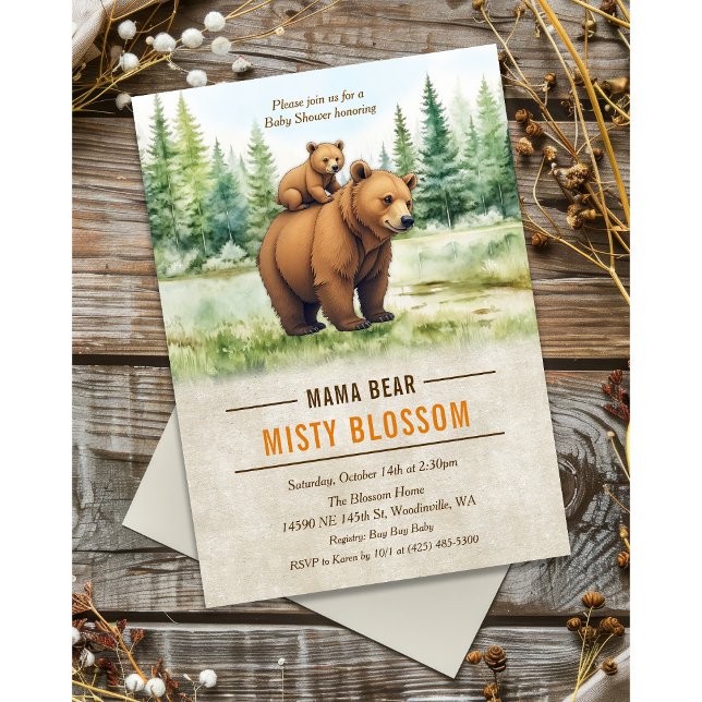 Invitación de Baby Shower de Mama Oso en el Bosque (Subido por el creador)