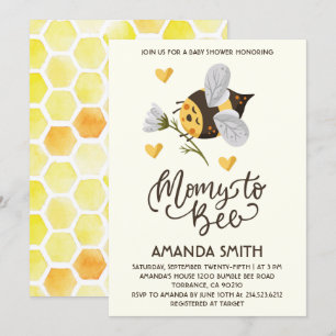 Invitación de Baby Shower de Mamá Rústica a Abeja