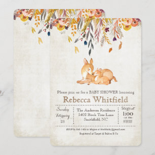 Invitación de Baby Shower de Mama y Ciervo Otoño H