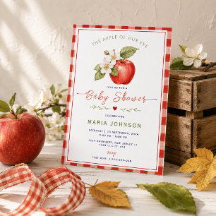 Invitación de Baby Shower de Manzana con Cuadros R